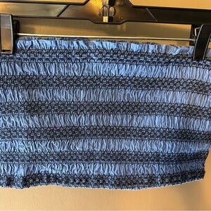 Anthropology Celandine Blue and Black Cotton Smocked Top